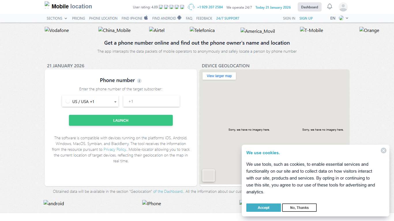 Mobile-Locator: locate a person by phone number